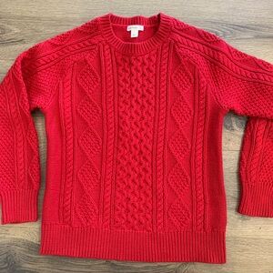 Crewcuts Vibrant Red Cable Knit Sweater
